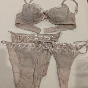 BOGO Gillian & O'Malley Beige Lace Bra 34C Set